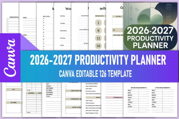 Download 2026-2027 Productivity Planner Canva KDP - Canva Collection
