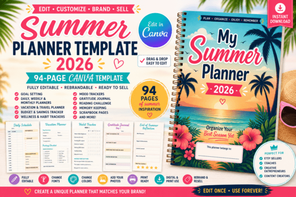Download Summer Planner Canva Template - Canva Collection