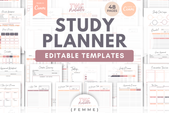 Download Study Planner Canva Templates | FEMME - Canva Collection