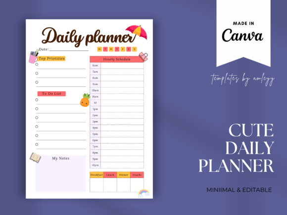 Download Cute Daily Planner Template for Canva - Canva Collection