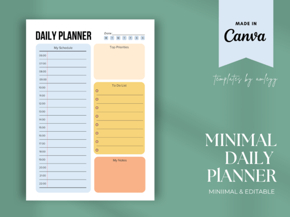 Download Minimal Daily Planner Template for Canva - Canva Collection