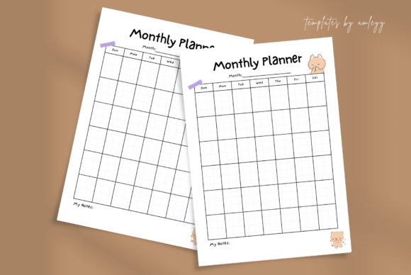 Download Undated Cute Monthly Planner Canva - Canva Collection