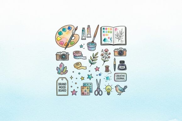 Download Art Tools and Creative Journal Icons Set - Premium Resources