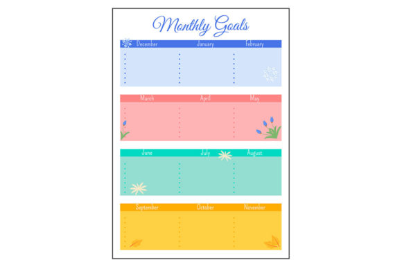 Download Monthly Goals Grid Creative Planner Page - Premium Resources