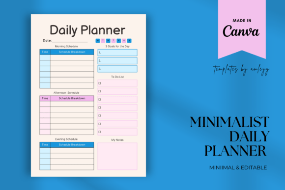 Download Minimalist Daily Planner Canva Template - Canva Collection