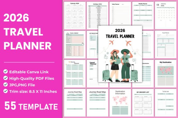 Download 2026 Travel Planner Canva Interior - Canva Collection