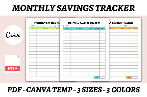 Download Monthly Savings Tracker Canva Template - Canva Collection