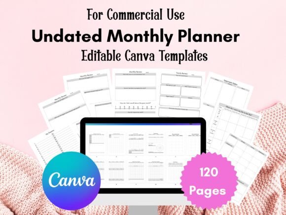 Download Undated Monthly Planner Canva Template - Canva Collection