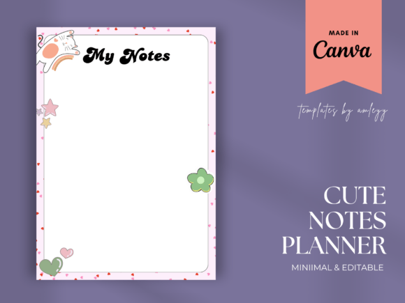 Download Cute Notes Planner Template Canva Retro - Canva Collection