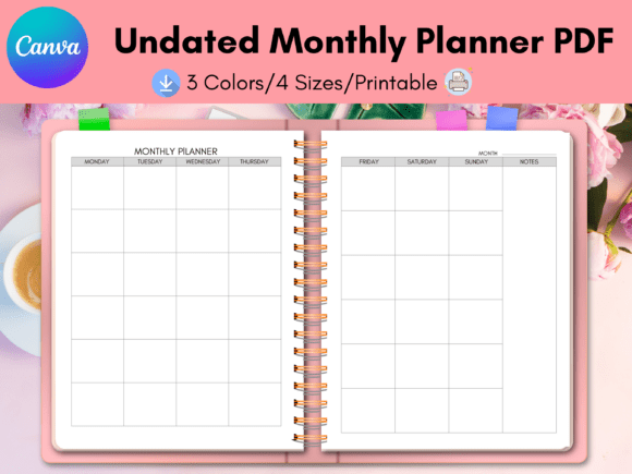 Download Undated Monthly Planner Canva - Canva Collection