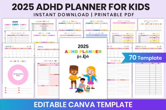 Download 2025 ADHD Planner for Kids Canva Kdp - Canva Collection