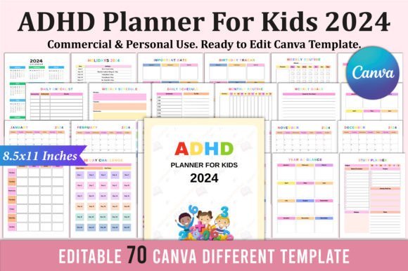 Download ADHD Planner for Kids 2024 for Canva - Canva Collection