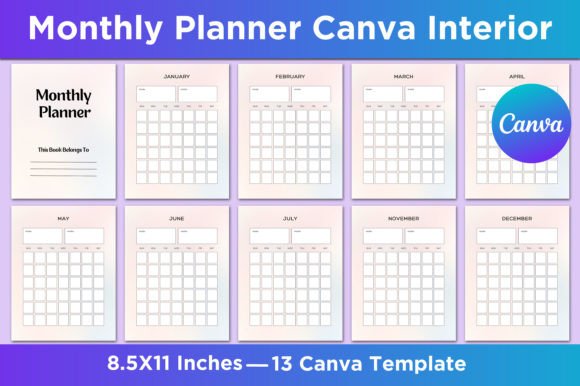 Download Undated Monthly Planner Canva Interior - Canva Collection