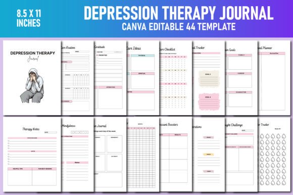 Download Depression Therapy Journal Canva KDP - Canva Collection