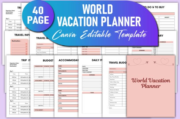 Download World Vacation Planner Canva KDP - Canva Collection