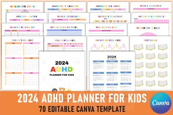 Download 2024 ADHD Planner for Kids Canva - Canva Collection