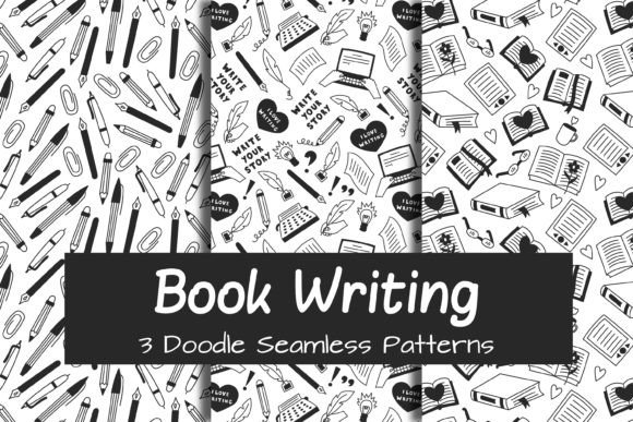 Download Book Writing Doodle Seamless Patterns - Patterns Collection