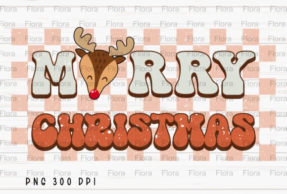 Download Merry Christmas Retro Deer Checked PNG - Checked Collection