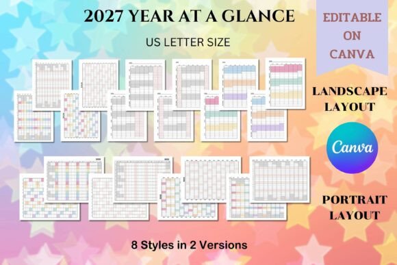 Download 2027 Yearly at a Glance - Canva Template - Canva Collection