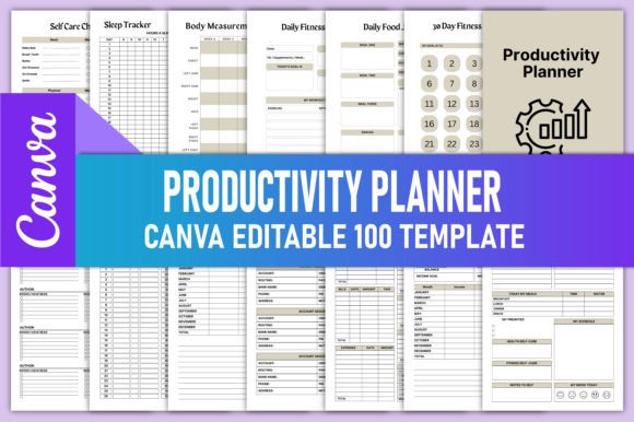 Download Editable Productivity Planner Canva KDP - Canva Collection
