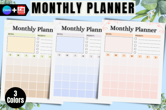 Download Monthly Planner Printable Canva Template - Canva Collection